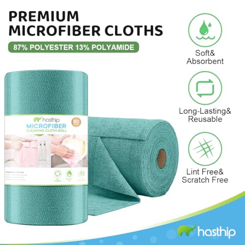 HASTHIP® Towels 50 Sheets, Microfiber Cleaning Cloth Blue Shop Rags Washable HASTHIP® Towels 50 Sheets, Microfiber Cleaning Cloth Blue Shop Rags Washable
